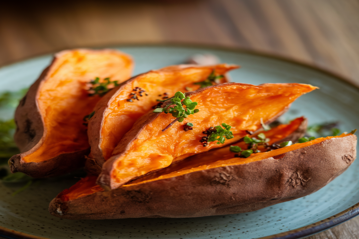 Crispy air fryer sweet potato fries with seasoning