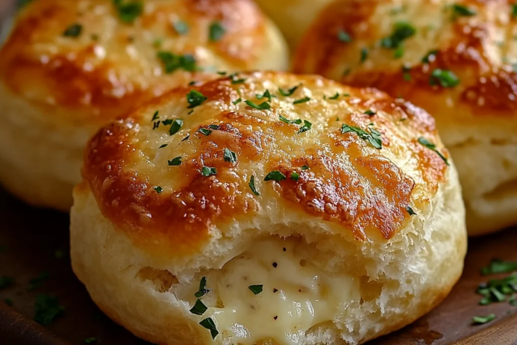 Gooey cheese-stuffed Pillsbury biscuits with garlic butter