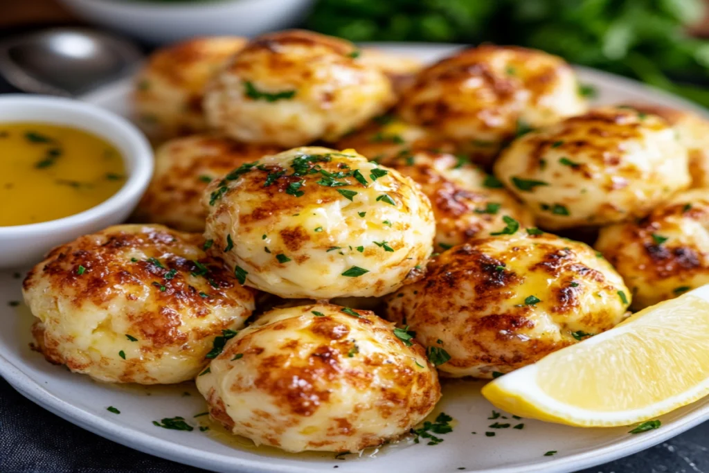 Gooey garlic butter cheese bombs fresh from the oven